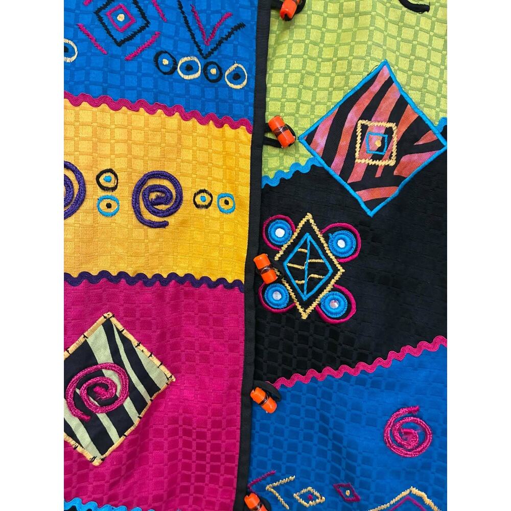 Patchington Colorful Embroidered Patchwork Jacket… - image 4